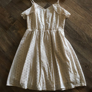 Cream Dress with Gold Polka Dots